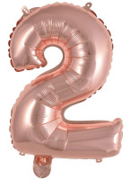 Zahl 2 roségoldener Folienballon 35cm