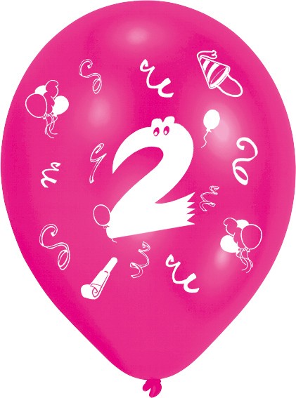 8 Crazy Number Balloons 2. fødselsdag farverig