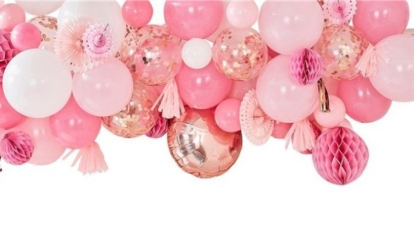 Ballonggirlang dekorationsset 94 stycken rosa