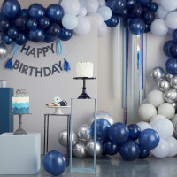 Preview: Blue Happy Birthday photo frame with balloons