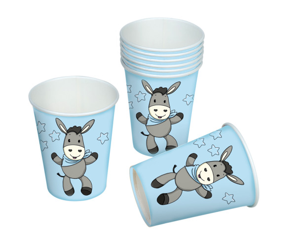 8 vasos de cartón Sweet Donkey azul 0,2l