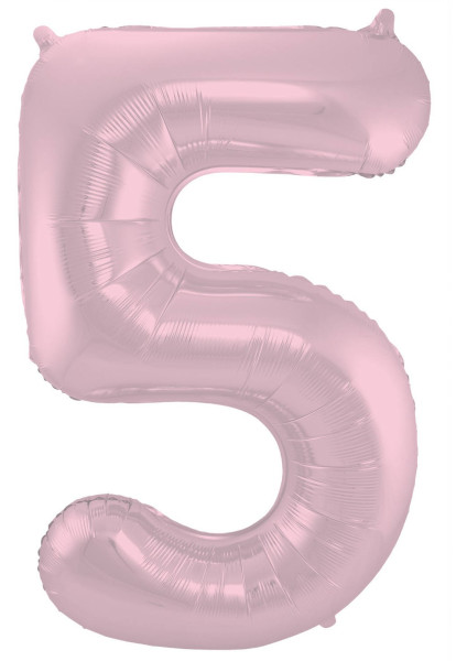 Matowy balon foliowy numer 5 różowy 86 cm