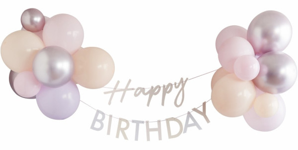 Shiny Happy Birthday balloon garland