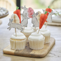 Aperçu: 12 décorations de cupcakes drôles de lapin