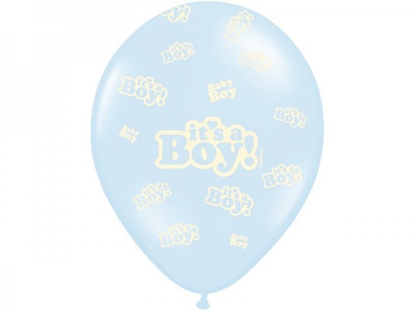 6 ballonger It´s A Boy ljusblå 30cm