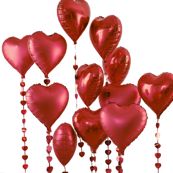 12 love whispers red foil balloons XXcm