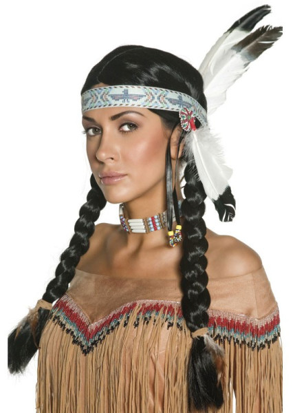 Indian wig plait with headdress