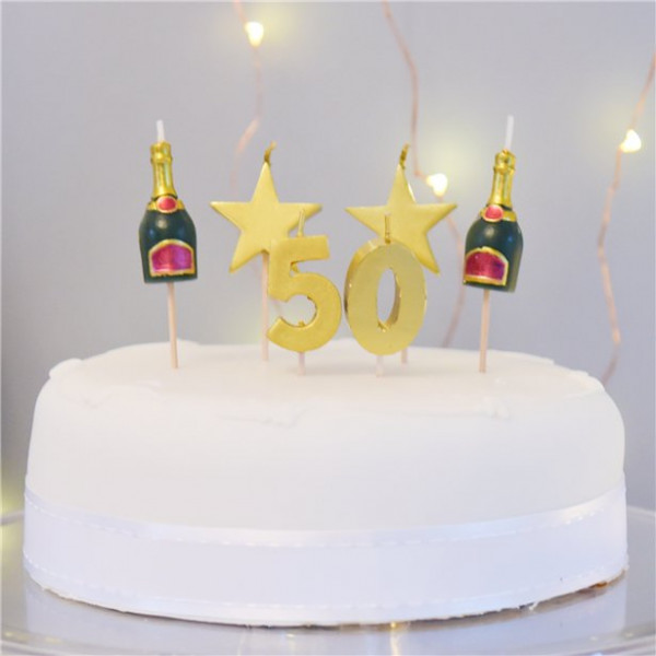 6 Cheers to 50th years cake candles