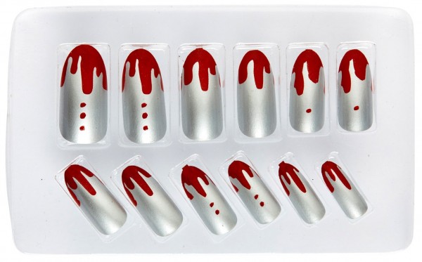 Bloody artificial fingernails set 12 pieces 2