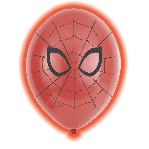 5 LED Spiderman balloons 28cm