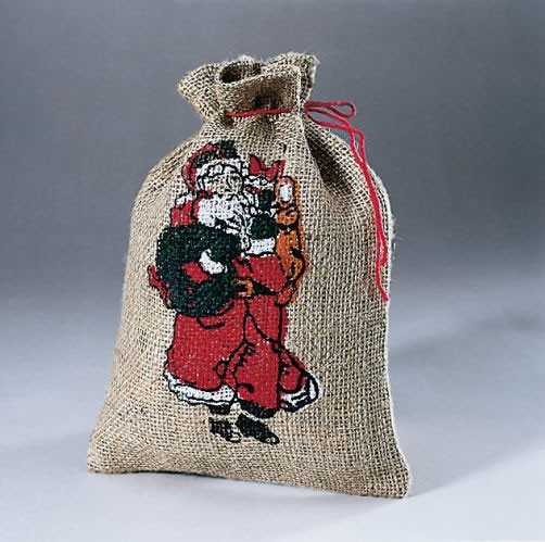 Mini sac de jute de Noël 17 x 24 cm