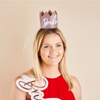 Preview: Bride glitter crown with veil
