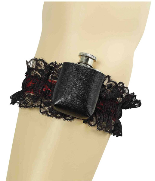 Black garter belt with hip flask