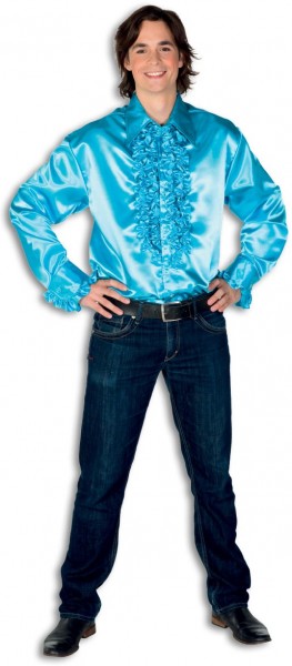 Disco glamor ruffled shirt blue