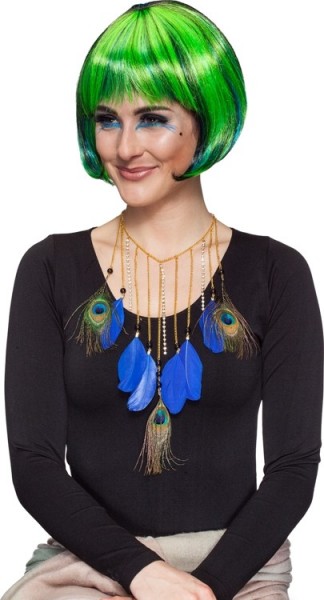 Fascinante collar de plumas de pavo real 2
