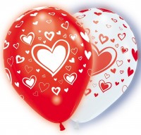 Anteprima: 4 palloncini a LED bianchi rossi foglia cuore luminosa 23 cm