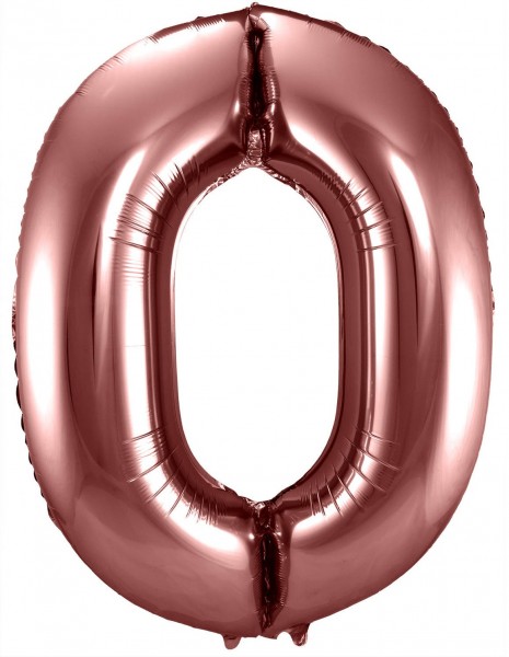 Roségoldener metallic Zahl 0 Ballon 86cm