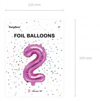 Preview: Number 2 foil balloon fuchsia 35cm
