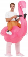 Vorschau: Aufblasbares Flamingo Huckepack Kostüm