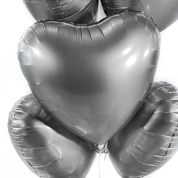 5 Heliumballons in der Box Silver Heart matt