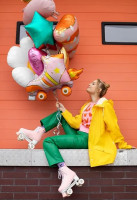 Preview: Pink roller skate foil balloon 74cm x 51cm