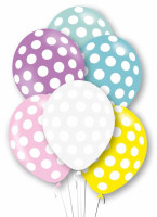 6 farverige polkaprikker latex balloner 27,5 cm