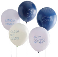5 niebieskich balonów anty urodzinowych 30cm