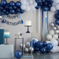 Aperçu: 8 assiettes en carton bleu Happy Birthday Eco 25cm