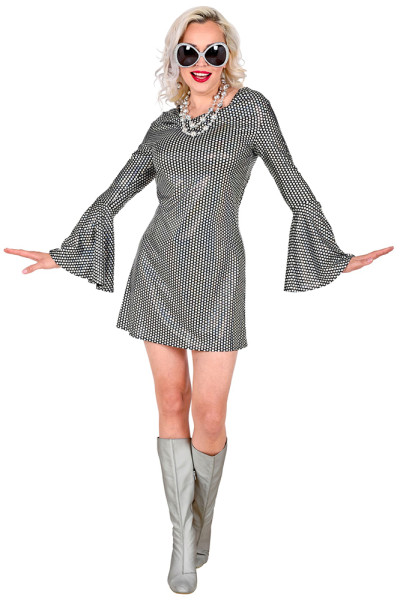 Holograficzna sukienka disco z lat 70