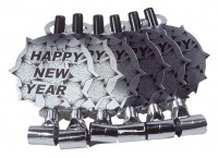 6 Happy New Year Party Blowers Silver