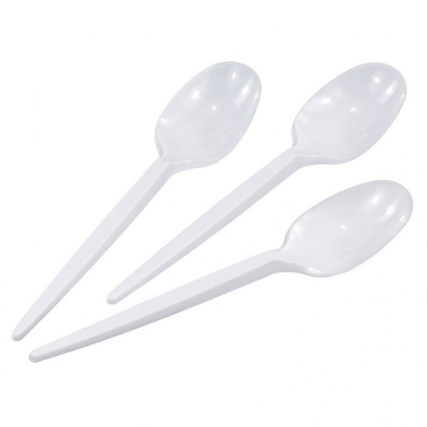 25 cucharas de plástico Lilly blanco