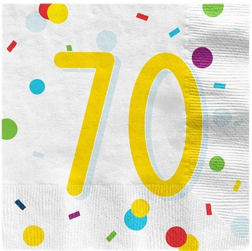 20 serviettes de table confettis 70e anniversaire