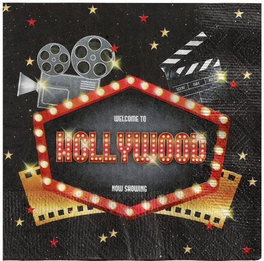 20 Hollywood party napkins 33cm