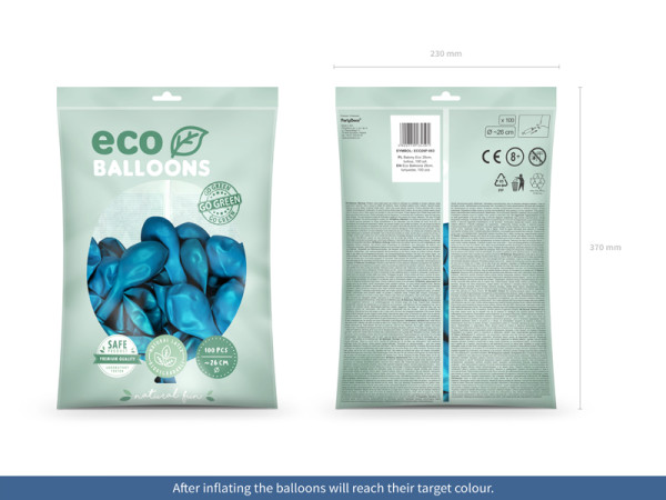 100 eco pastel ballonnen azuurblauw 26cm