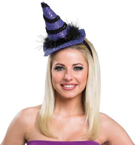 Witch hat with headband black / purple