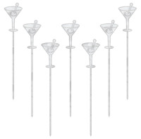 50 Stilvolle Martini Gläser Party Spieße Silber 10,1cm