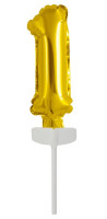 Gouden nummer 1 taartdecoratie ballon 15cm