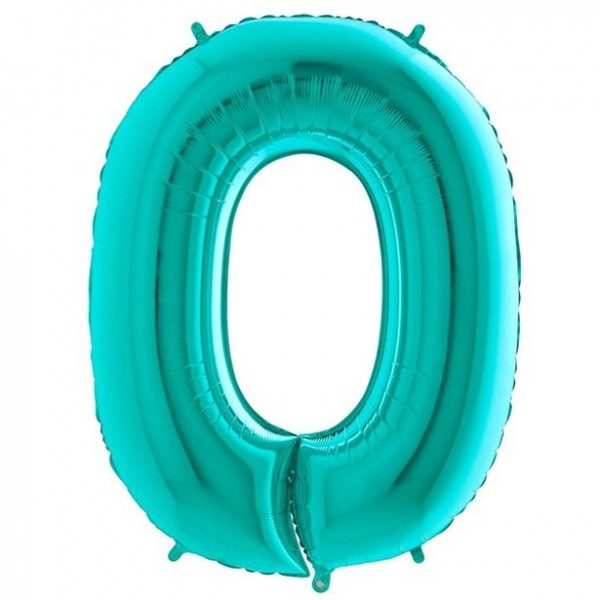 Nummer 0 folieballong mintgrön 102cm