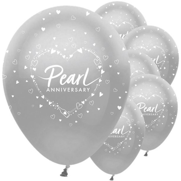 6 perle bryllupsballoner 30cm
