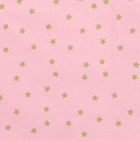 Oversigt: 20 lyserøde guldstjerne servietter 33cm