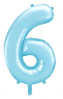 Oversigt: Nummer 6 folie ballon himmelblå 86cm