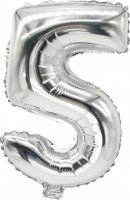 Folieballon nummer 5 zilver 43cm