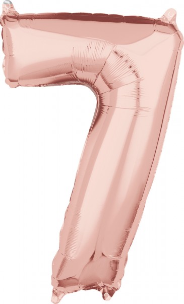 Zahl 7 roségold Folienballon 66cm