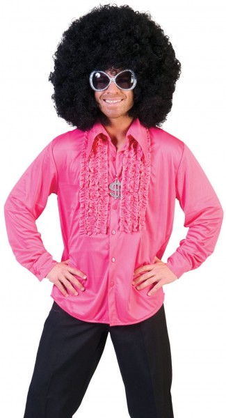 Koszula z falbanami w kolorze różowym lat 70