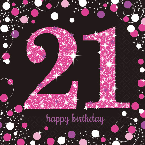 16 roze 21ste verjaardag servetten 33cm