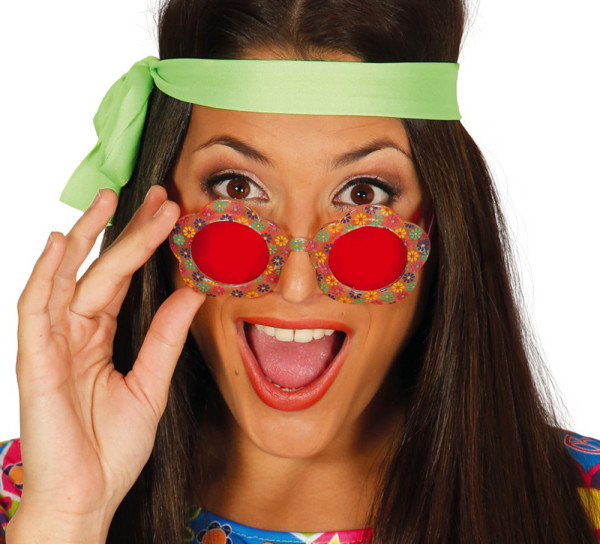 Lunettes hippies flower power rouges