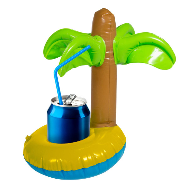 Inflatable palm island cup holder