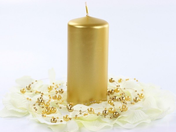 6 bougies piliers or métallique 12cm