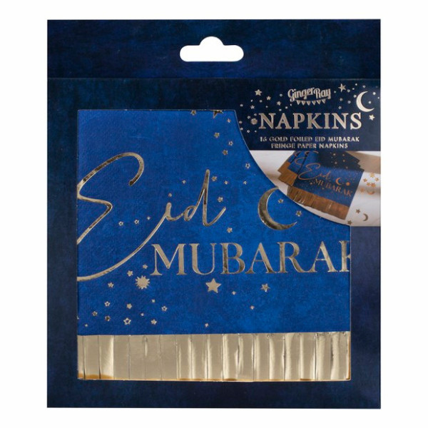 16 Gold Moon Eid Mubarak napkins 16.5cm