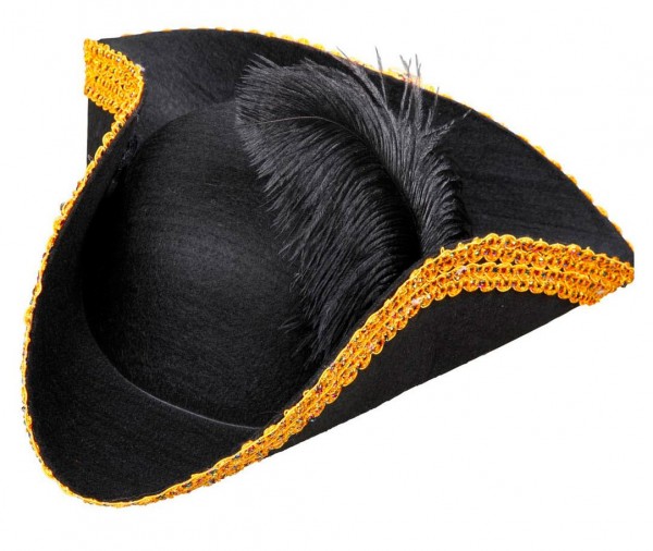 Szlachetny kapelusz tricorn z piórkiem